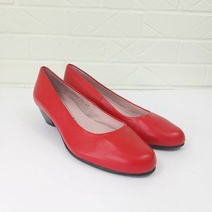 Zeddea Red Sheep Leather Bienvenida Round Toe Block Heel Cabin Shoes Comfort 6
